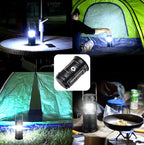 LED Tent Light Solar Rechargeable Camping Lamp Expandable Multifunctional Lantern, Supports USB Output, EU Plug (Blue)