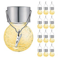 12 PCS Snap Ball Solar Chandelier Outdoor Garden Courtyard Holiday Decorative Light with Clip (Warm White Light)