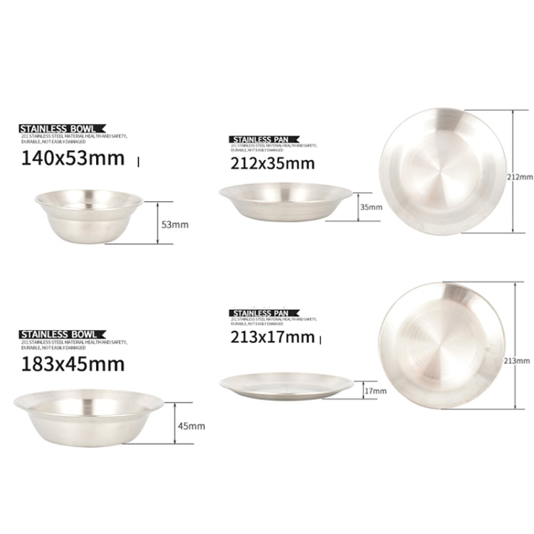 16 PCS / Set CLS Outdoor Stainless Steel Tableware Portable Camping Dinner Bowl Plate Set
