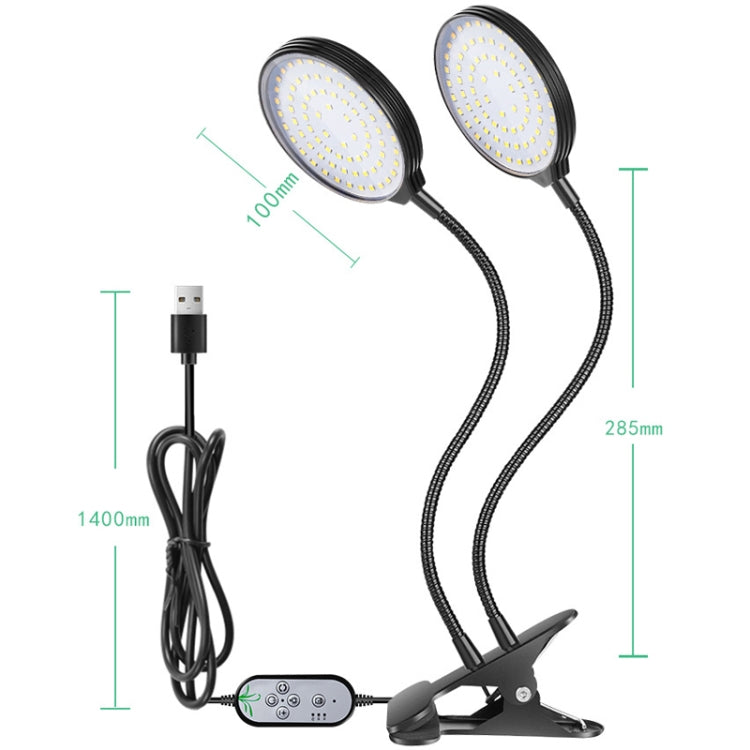 LED Plant Growth Lamp USB Remote Control Clip Waterproof Full Spectrum Natural White Seedling Plant Light, Power: 45W Three Heads