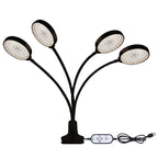 LED Plant Growth Lamps USB Remote Control Clip Waterproof Full Spectrum Natural White Seedling Plant Light, Power: 60W Four Head