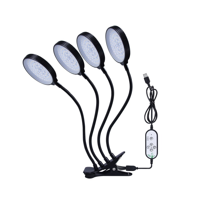 LED Plant Growth Lamps USB Remote Control Clip Waterproof Full Spectrum Natural White Seedling Plant Light, Power: 60W Four Head