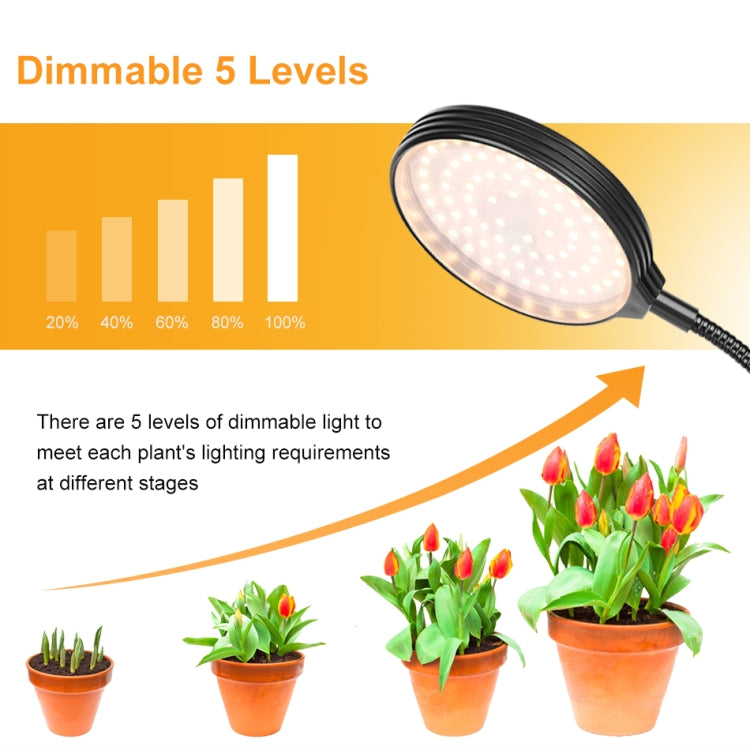 LED Plant Growth Lamps USB Remote Control Clip Waterproof Full Spectrum Natural White Seedling Plant Light, Power: 60W Four Head