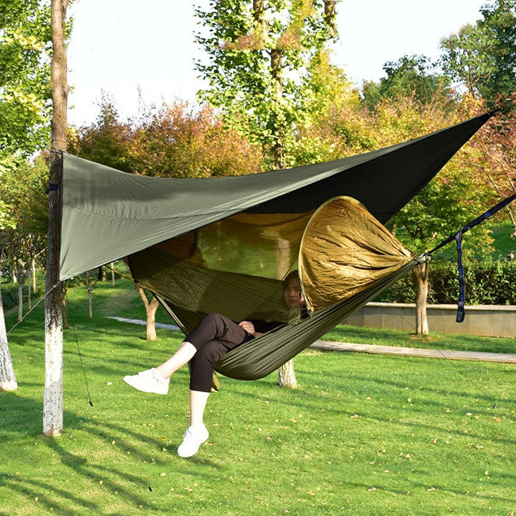 Strut-Mosquito-Net-Hammock Diamond-Sunshade-Set Outdoor Camping Automatic Quick-Open Anti-Mosquito-Hammock-Shelter-Set (Army Green)