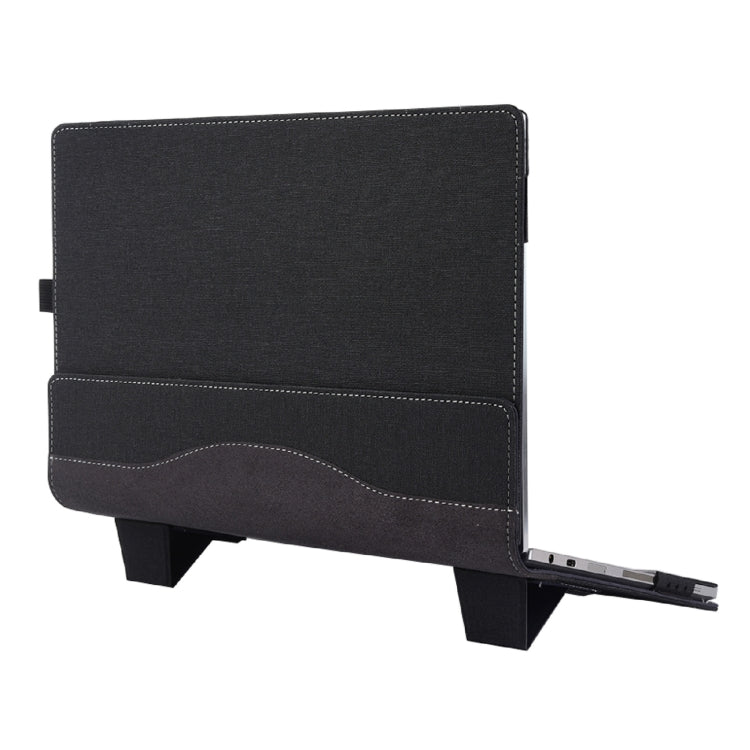 For Samsung Galaxy Book 4 360 15.6 Inch Leather Laptop Anti-Fall Protective Case with Stand (Black)