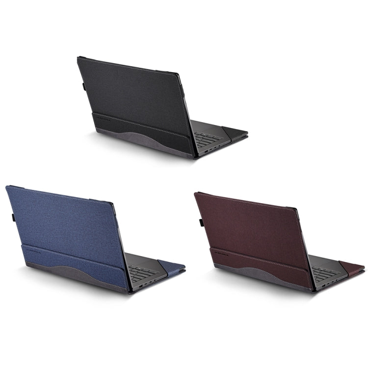 For Samsung Galaxy Book 4 360 15.6 Inch Leather Laptop Anti-Fall Protective Case with Stand (Wine Red)
