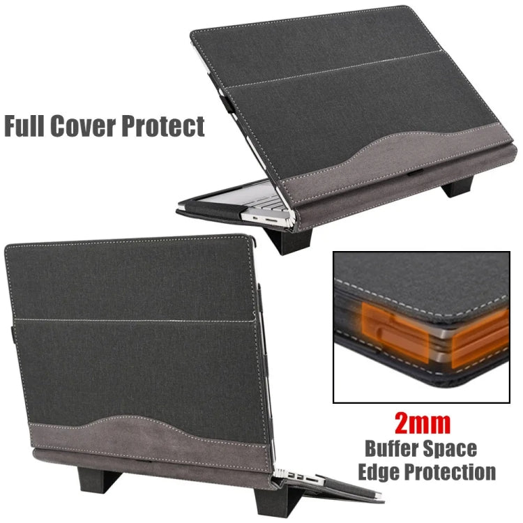 For Samsung Galaxy Book 4 360 15.6 Inch Leather Laptop Anti-Fall Protective Case with Stand (Wine Red)