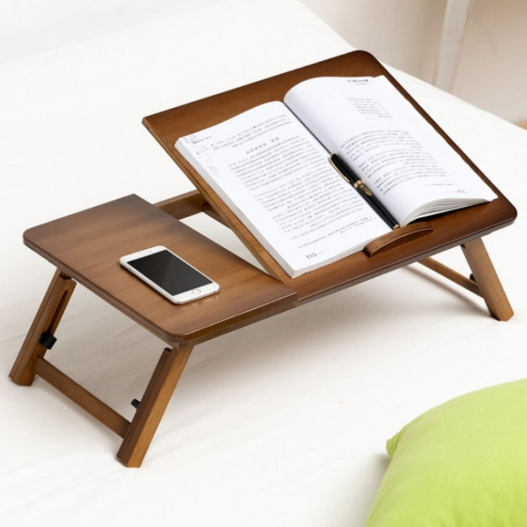 741ZDDNZ Bed Usage Folding Height Adjustable Laptop Table Dorm Study Table, Specification: Classic Tea Color 64cm Thickness Bamboo