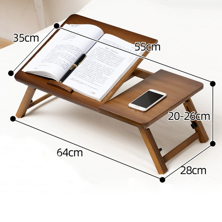 741ZDDNZ Bed Usage Folding Height Adjustable Laptop Table Dorm Study Table, Specification: Classic Tea Color 64cm Thickness Bamboo