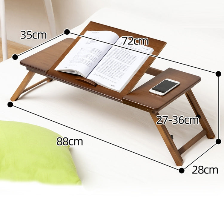 741ZDDNZ Bed Use Foldable Height Adjustable Laptop Desk Dormitory Study Desk, Specification: Classic Tea Color 88cm Thick Bamboo