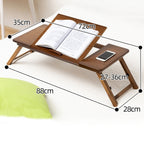 741ZDDNZ Bed Use Foldable Height Adjustable Laptop Desk Dormitory Study Desk, Specification: Classic Tea Color 88cm Thick Bamboo
