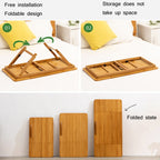 741ZDDNZ Bed Use Foldable Height Adjustable Laptop Desk Dormitory Study Desk, Specification: Classic Tea Color 88cm Thick Bamboo