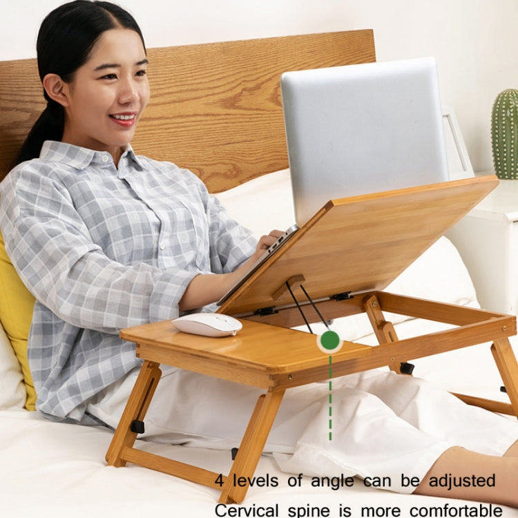 741ZDDNZ Bed Use Foldable Height Adjustable Laptop Desk Dormitory Study Desk, Specification: Classic Tea Color 88cm Thick Bamboo