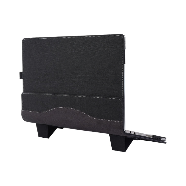For Samsung Galaxy Book 3 360 13.3 inch Leather Laptop Anti-Fall Protective Case with Stand (Black)