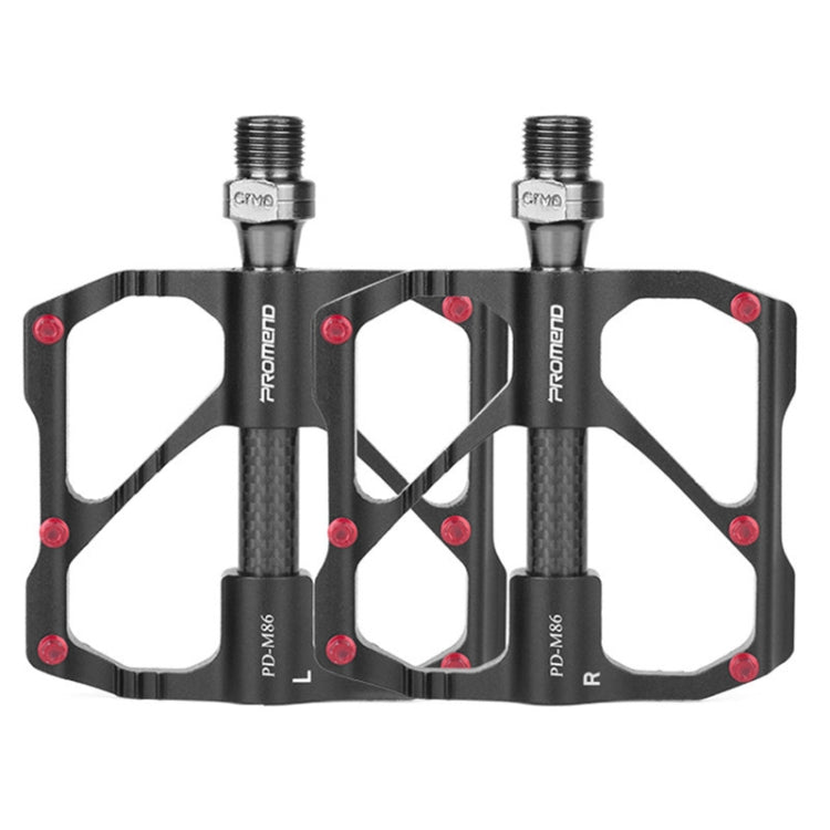 PD-M86C 1 Pair PROMEND Bicycle Road Bike Mountain Bike 3 Palin Carbon Fiber Bearing Pedal (Black)