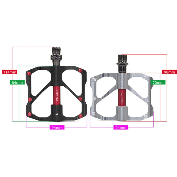 PD-M86C 1 Pair PROMEND Bicycle Road Bike Mountain Bike 3 Palin Carbon Fiber Bearing Pedal (Black)