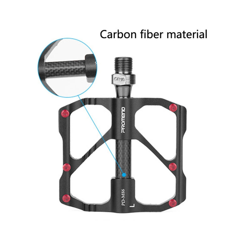 PD-M86C 1 Pair PROMEND Bicycle Road Bike Mountain Bike 3 Palin Carbon Fiber Bearing Pedal (Black)