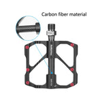 PD-M86C 1 Pair PROMEND Bicycle Road Bike Mountain Bike 3 Palin Carbon Fiber Bearing Pedal (Black)
