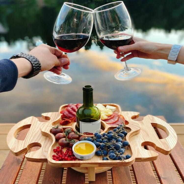 Outdoor Picnic Table Wood Folding Wine Cooler (Wood Color)