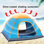 Outdoor Camping Beach Rainproof Sunproof Automatic Quick Setup Tent for 3-4 People (Blue)