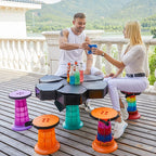 Outdoor Portable Lotus Raised Folding Telescopic Stool (Black)