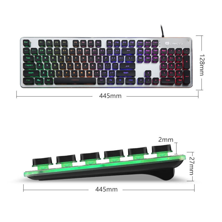 LANGTU L1 104 Keys USB Home Office Film Illuminated Wired Keyboard, Cable Length: 1.6 m (Ice Blue Light Black)