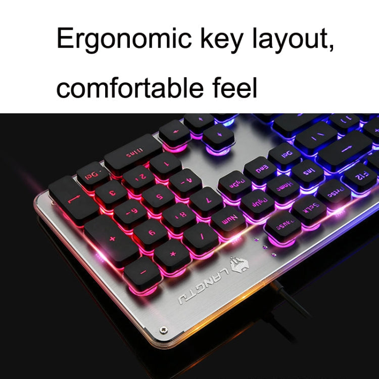 LANGTU L1 104 Keys USB Home Office Film Illuminated Wired Keyboard, Cable Length: 1.6 m (Ice Blue Light Black)