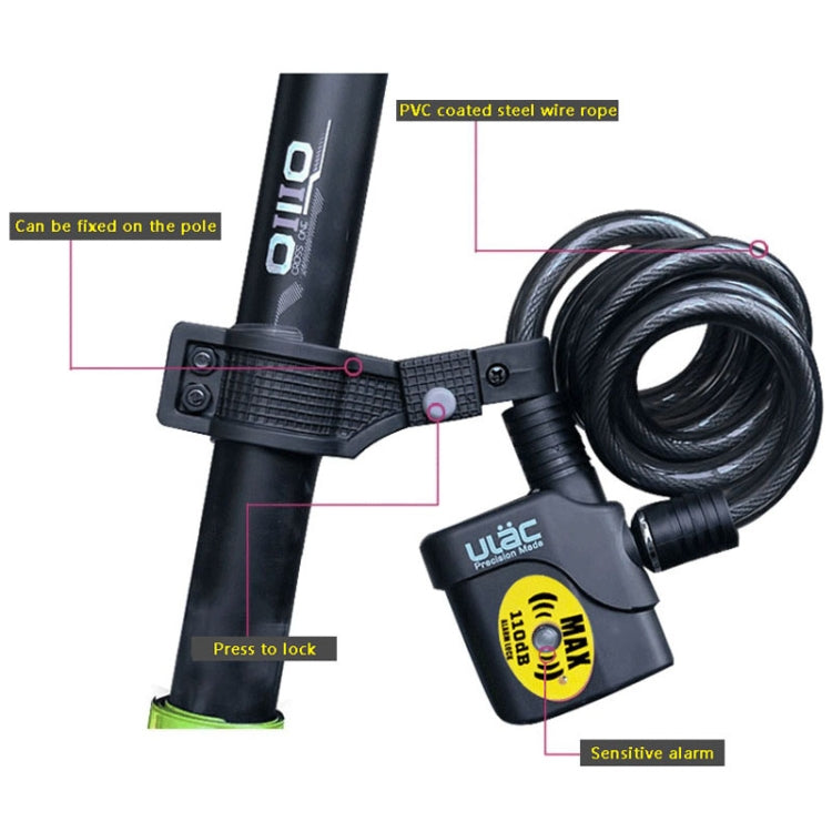 ULAC AL-3P Bicycle Alarm Cable Lock Mountain Bike Lock Bicycle Accessories