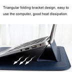 PU08DZ Leather Laptop Interior Compartment Bag with Stand Function, Size: 14.1-15.4 Inches (Sapphire Blue)