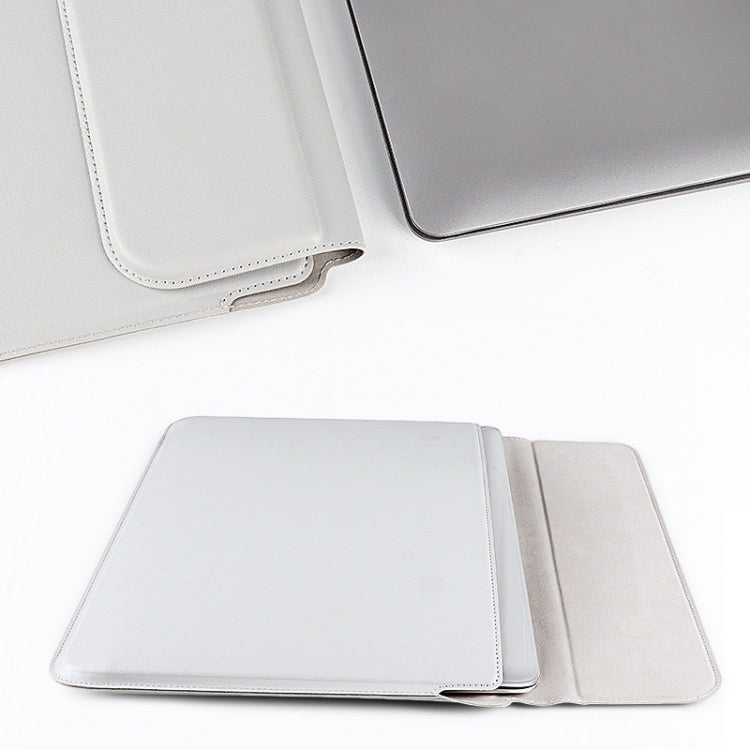 PU08DZ Leather Laptop Interior Compartment Bag with Stand Function, Size: 14.1-15.4 Inches (Sapphire Blue)