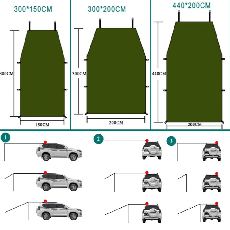 Outdoor Picnic Camping Tent Beside The Car Waterproof Sunshade 200x440cm (Dark Gray)