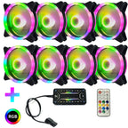 Computer CPU RGB glowing radiator 8 fans + remote control