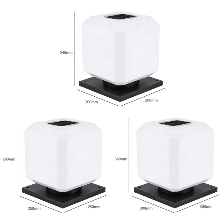 003 Solar Square Outdoor Post Light LED Waterproof Wall Lights, Size: 30cm (Warm Light)