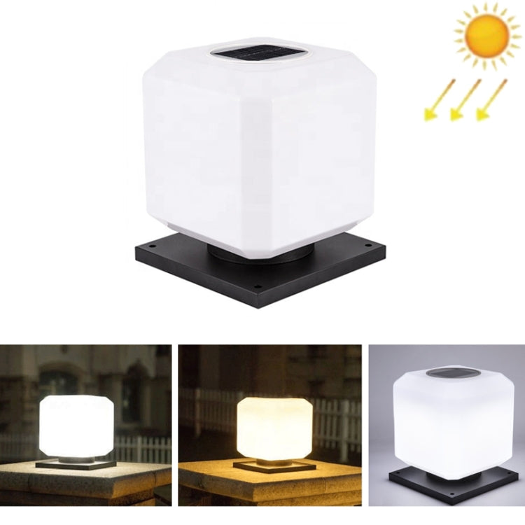 003 Solar Square Outdoor Post Light LED Waterproof Wall Lights, Size: 20 cm (Tricolor Light)
