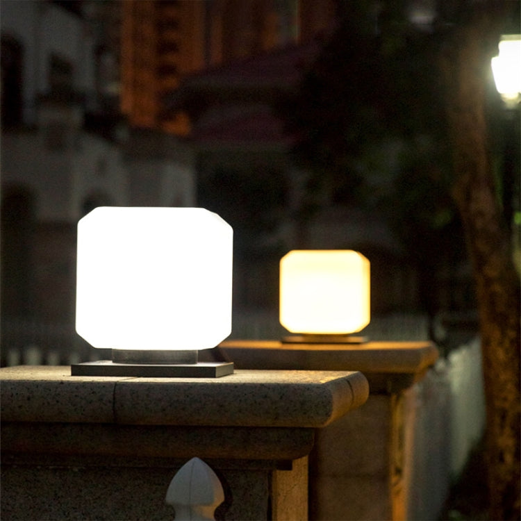 003 Solar Square Outdoor Post Light LED Waterproof Wall Lights, Size: 20 cm (Tricolor Light)