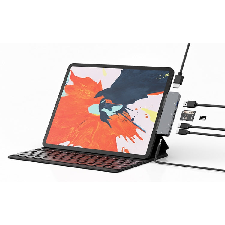 For iPad Pro 7-in-1 HDMI 4K + 3.5 mm Audio + SD/TF + 1 USB 3.0 + USB-C/Type-C + PD USB-C Docking Station