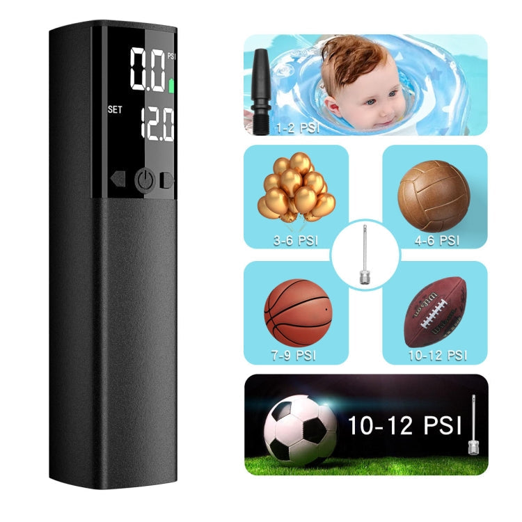 AP-04 Wireless Electric Air Pump With LCD Display For Soccer Basketball (Black)