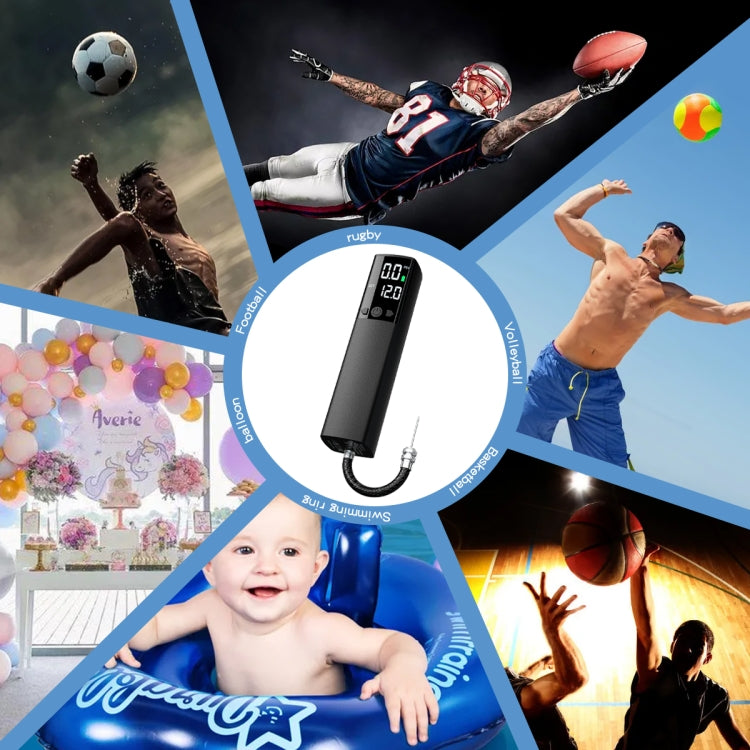 AP-04 Wireless Electric Air Pump With LCD Display For Soccer Basketball (Black)