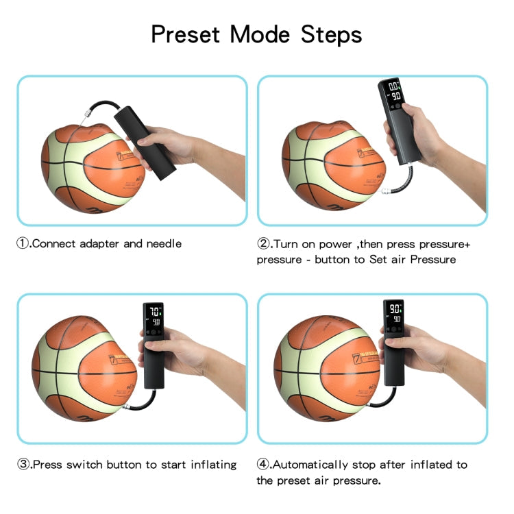 AP-04 Wireless Electric Air Pump With LCD Display For Soccer Basketball (Black)