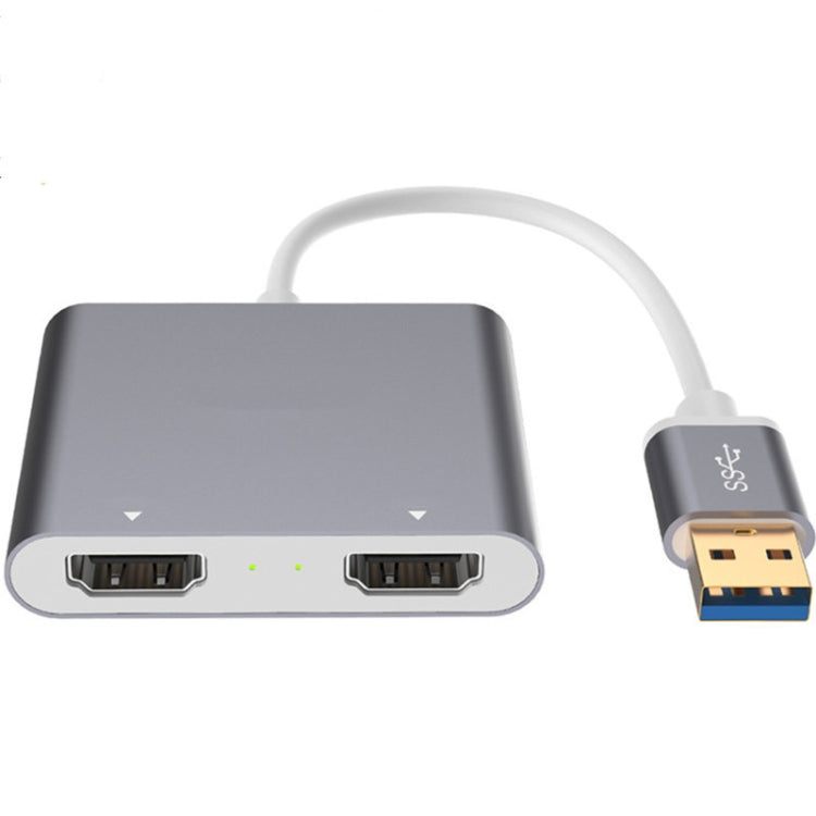 USB 3.0 to Dual HDMI High Resolution Converter 4K USB Same Screen Extender (Gray)
