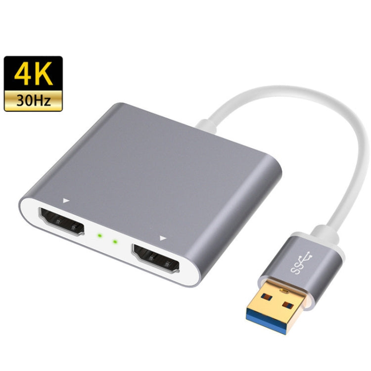 USB 3.0 to Dual HDMI High Resolution Converter 4K USB Same Screen Extender (Gray)