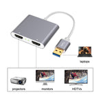USB 3.0 to Dual HDMI High Resolution Converter 4K USB Same Screen Extender (Gray)