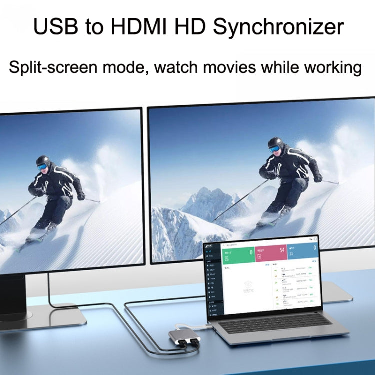 USB 3.0 to Dual HDMI High Resolution Converter 4K USB Same Screen Extender (Gray)