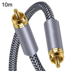 10m Pure Copper RCA Coaxial HIFI Digital Audio Cable SPDIF Subwoofer Speaker Cable (Silver Gray)