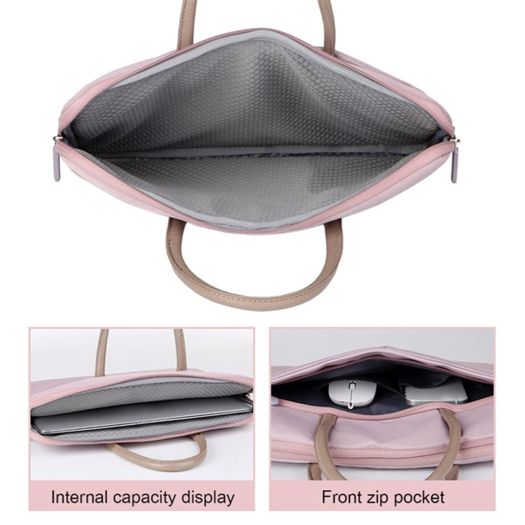 14 -14.6 Inch Oxford Fabric Laptop Bag for Men and Women Briefcase with PU Handle (Gray Green)