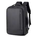 Expandable waterproof laptop backpack for business with USB port (Black)