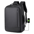 Expandable waterproof laptop backpack for business with USB port (Black)