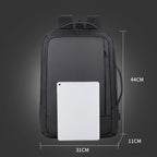 Expandable waterproof laptop backpack for business with USB port (Black)