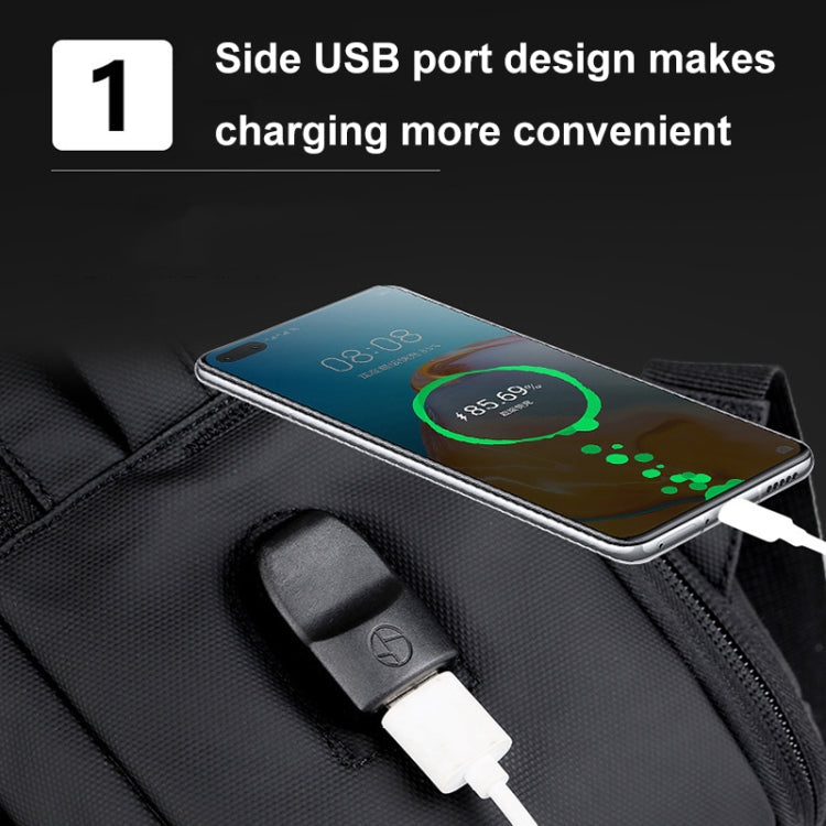 Expandable waterproof laptop backpack for business with USB port (Black)