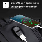 Expandable waterproof laptop backpack for business with USB port (Black)